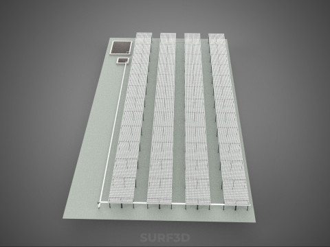 LAYOUT PARALLEL ROWS PLANT CROP FARM MODERN CULTIVATION FACTORY 3D Model