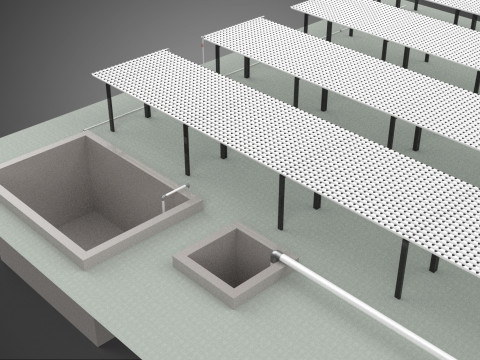 LAYOUT PARALLEL ROWS PLANT CROP FARM MODERN CULTIVATION FACTORY 3D Model