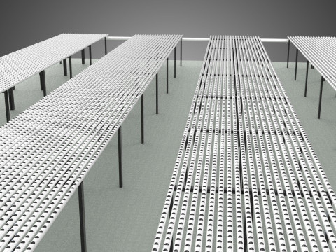 LAYOUT PARALLEL ROWS PLANT CROP FARM MODERN CULTIVATION FACTORY 3D Model