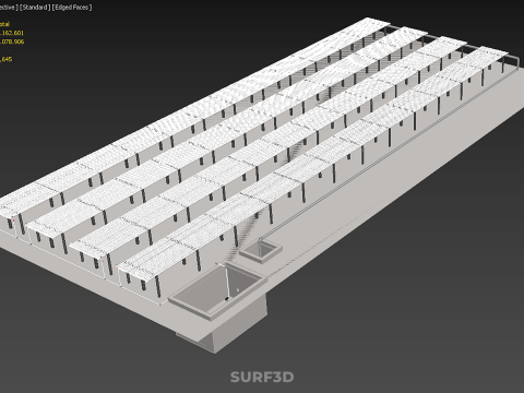 LAYOUT PARALLEL ROWS PLANT CROP FARM MODERN CULTIVATION FACTORY 3D Model