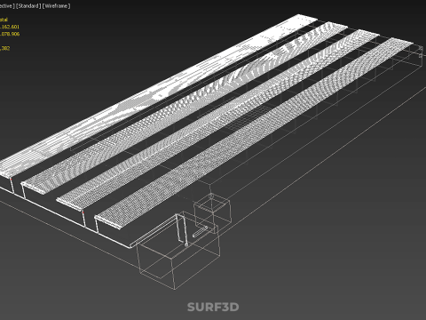 LAYOUT PARALLEL ROWS PLANT CROP FARM MODERN CULTIVATION FACTORY 3D Model