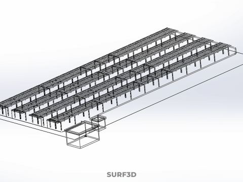 LAYOUT PARALLEL ROWS PLANT CROP FARM MODERN CULTIVATION FACTORY 3D Model