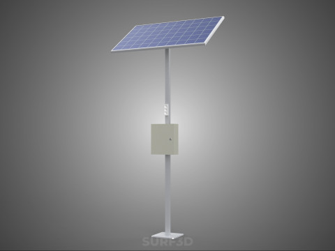 독립형 태양광 패널 에너지 전원 콘센트 소켓 제어 상자 3D 모델