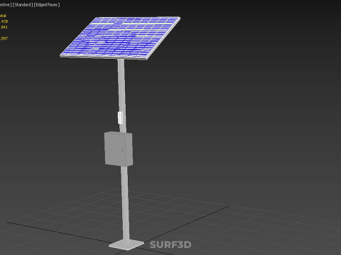 독립형 태양광 패널 에너지 전원 콘센트 소켓 제어 상자 3D 모델