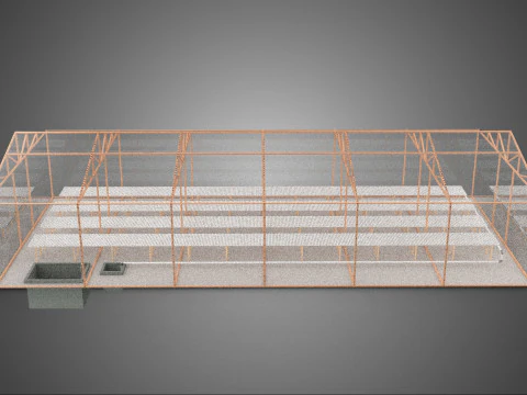AGRICULTURE BUILDING LAYOUT FARMING GREENHOUSE HYDROPONIC GARDEN 3D Model