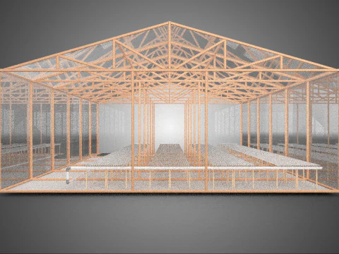 AGRICULTURE BUILDING LAYOUT FARMING GREENHOUSE HYDROPONIC GARDEN 3D Model