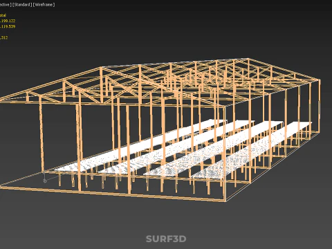 AGRICULTURE BUILDING LAYOUT FARMING GREENHOUSE HYDROPONIC GARDEN 3D Model