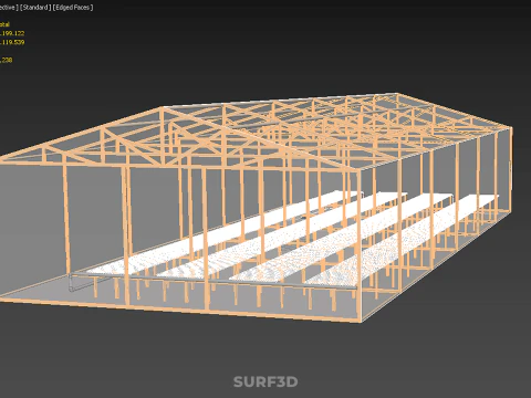 AGRICULTURE BUILDING LAYOUT FARMING GREENHOUSE HYDROPONIC GARDEN 3D Model