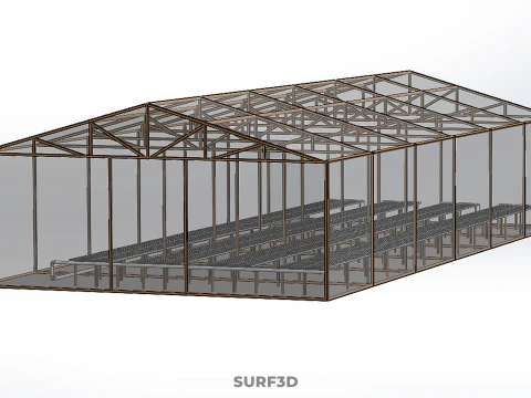 AGRICULTURE BUILDING LAYOUT FARMING GREENHOUSE HYDROPONIC GARDEN 3D Model