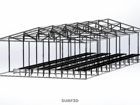 AGRICULTURE BUILDING LAYOUT FARMING GREENHOUSE HYDROPONIC GARDEN 3D Model