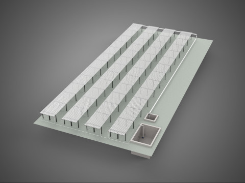 एरोपोनिक हाइड्रोपोनिक लेआउट एरे पैरेलल रो प्लांट फार्म को संरेखित करें 3D मॉडल