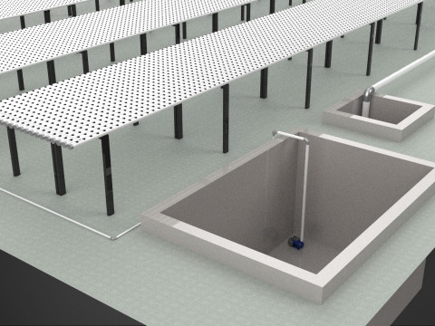 एरोपोनिक हाइड्रोपोनिक लेआउट एरे पैरेलल रो प्लांट फार्म को संरेखित करें 3D मॉडल