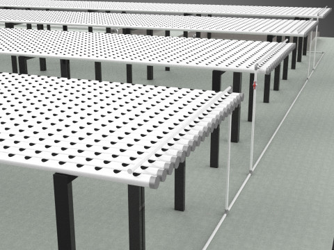 एरोपोनिक हाइड्रोपोनिक लेआउट एरे पैरेलल रो प्लांट फार्म को संरेखित करें 3D मॉडल