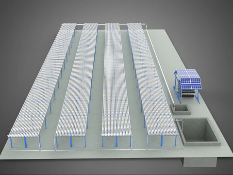 FIELD AEROPONIC HYDROPONIC PLANT FARM CULTIVATE SOLAR POWER IOT 3D Model