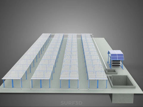 FIELD AEROPONIC HYDROPONIC PLANT FARM CULTIVATE SOLAR POWER IOT 3D Model