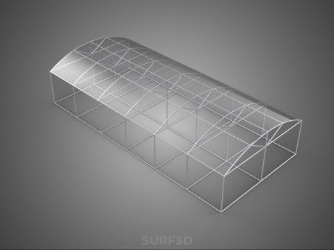 STRUCTURE CURVED GREENHOUSE HOTHOUSE GLASSHOUSE FRAME PLANT FARM 3D Model