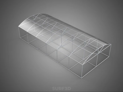 STRUCTURE CURVED GREENHOUSE HOTHOUSE GLASSHOUSE FRAME PLANT FARM 3D Model