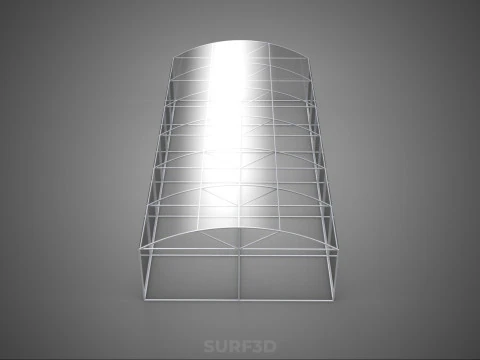 STRUCTURE CURVED GREENHOUSE HOTHOUSE GLASSHOUSE FRAME PLANT FARM 3D Model