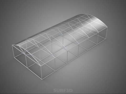 STRUCTURE CURVED GREENHOUSE HOTHOUSE GLASSHOUSE FRAME PLANT FARM 3D Model