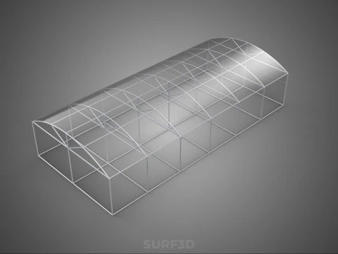STRUCTURE CURVED GREENHOUSE HOTHOUSE GLASSHOUSE FRAME PLANT FARM 3D Model