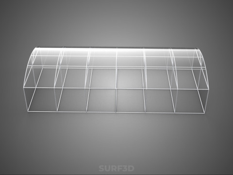 STRUCTURE CURVED GREENHOUSE HOTHOUSE GLASSHOUSE FRAME PLANT FARM 3D Model