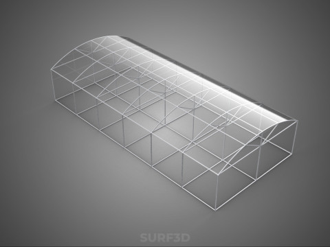 STRUCTURE CURVED GREENHOUSE HOTHOUSE GLASSHOUSE FRAME PLANT FARM 3D Model