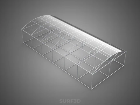 STRUCTURE CURVED GREENHOUSE HOTHOUSE GLASSHOUSE FRAME PLANT FARM 3D Model