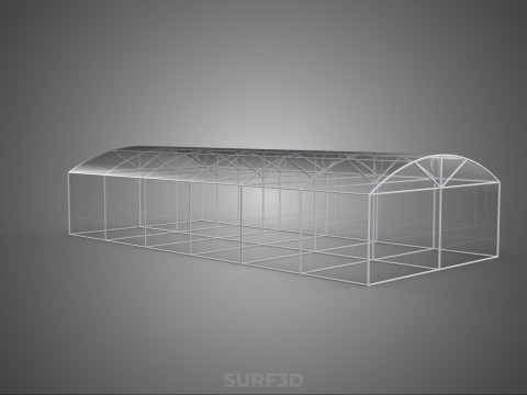STRUCTURE CURVED GREENHOUSE HOTHOUSE GLASSHOUSE FRAME PLANT FARM 3D Model