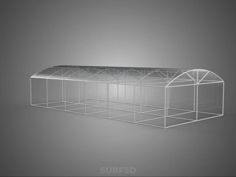 STRUCTURE CURVED GREENHOUSE HOTHOUSE GLASSHOUSE FRAME PLANT FARM 3D Model