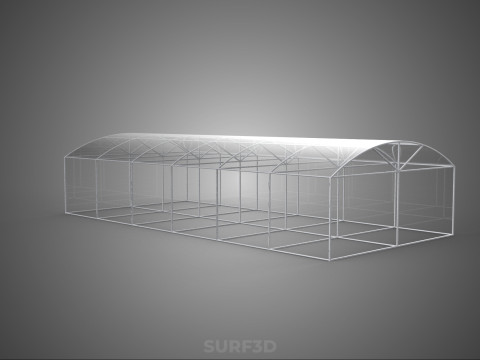 STRUCTURE CURVED GREENHOUSE HOTHOUSE GLASSHOUSE FRAME PLANT FARM 3D Model