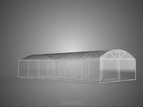 STRUCTURE CURVED GREENHOUSE HOTHOUSE GLASSHOUSE FRAME PLANT FARM 3D Model