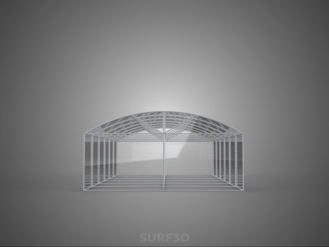 STRUCTURE CURVED GREENHOUSE HOTHOUSE GLASSHOUSE FRAME PLANT FARM 3D Model