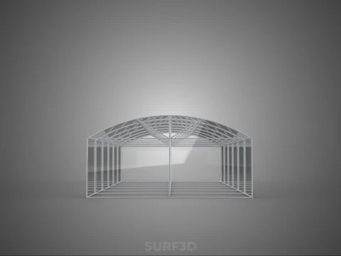 STRUCTURE CURVED GREENHOUSE HOTHOUSE GLASSHOUSE FRAME PLANT FARM 3D Model