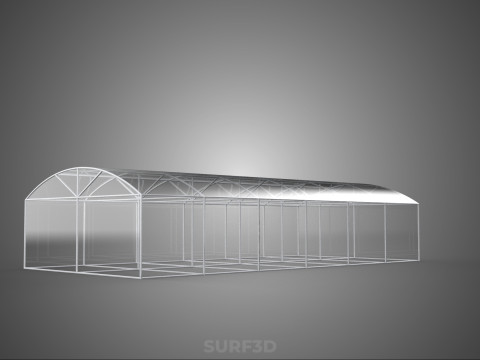 STRUCTURE CURVED GREENHOUSE HOTHOUSE GLASSHOUSE FRAME PLANT FARM 3D Model