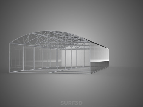 STRUCTURE CURVED GREENHOUSE HOTHOUSE GLASSHOUSE FRAME PLANT FARM 3D Model