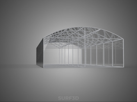 STRUCTURE CURVED GREENHOUSE HOTHOUSE GLASSHOUSE FRAME PLANT FARM 3D Model