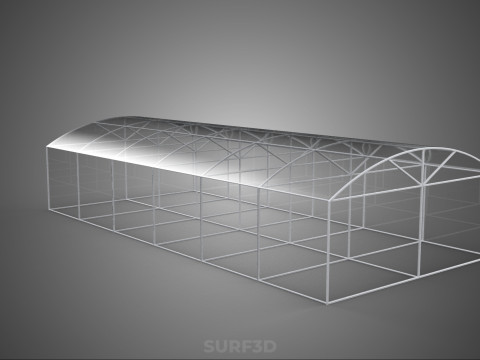 STRUCTURE CURVED GREENHOUSE HOTHOUSE GLASSHOUSE FRAME PLANT FARM 3D Model