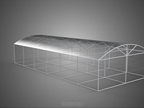STRUCTURE CURVED GREENHOUSE HOTHOUSE GLASSHOUSE FRAME PLANT FARM 3D Model
