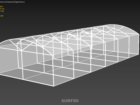 STRUCTURE CURVED GREENHOUSE HOTHOUSE GLASSHOUSE FRAME PLANT FARM 3D Model