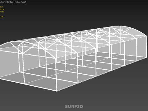 STRUCTURE CURVED GREENHOUSE HOTHOUSE GLASSHOUSE FRAME PLANT FARM 3D Model