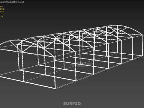 STRUCTURE CURVED GREENHOUSE HOTHOUSE GLASSHOUSE FRAME PLANT FARM 3D Model
