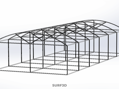 STRUCTURE CURVED GREENHOUSE HOTHOUSE GLASSHOUSE FRAME PLANT FARM 3D Model