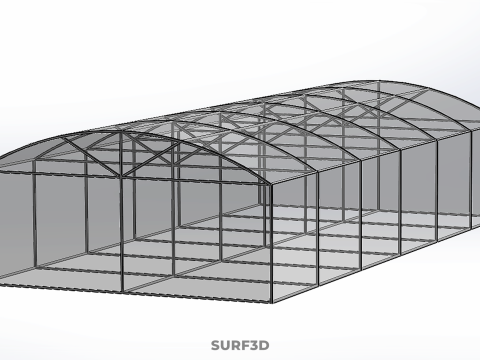 STRUCTURE CURVED GREENHOUSE HOTHOUSE GLASSHOUSE FRAME PLANT FARM 3D Model