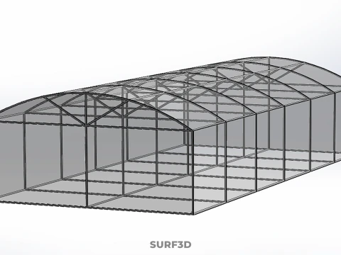STRUCTURE CURVED GREENHOUSE HOTHOUSE GLASSHOUSE FRAME PLANT FARM 3D Model