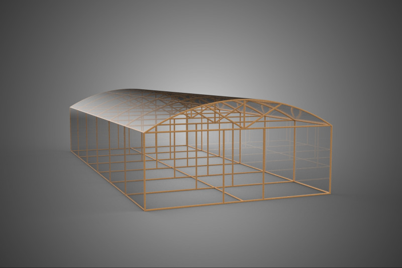 ARCHED POLYTUNNEL GREENHOUSE GLASSHOUSE WOOD FRAME PLANT FARMING 3D Model .c4d .max .obj .3ds .fbx .stl .blend