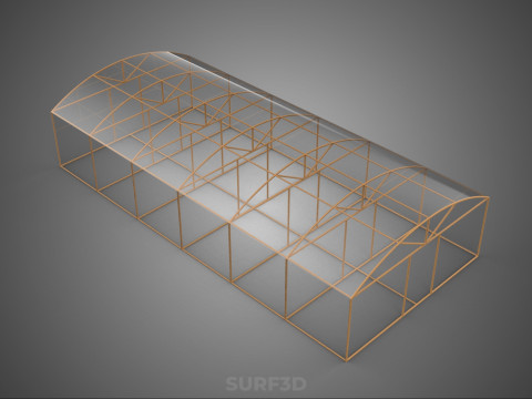 ARCHED POLYTUNNEL GREENHOUSE GLASSHOUSE WOOD FRAME PLANT FARMING 3D Model
