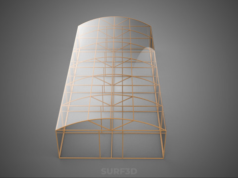 ARCHED POLYTUNNEL GREENHOUSE GLASSHOUSE WOOD FRAME PLANT FARMING 3D Model