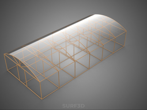 ARCHED POLYTUNNEL GREENHOUSE GLASSHOUSE WOOD FRAME PLANT FARMING 3D Model