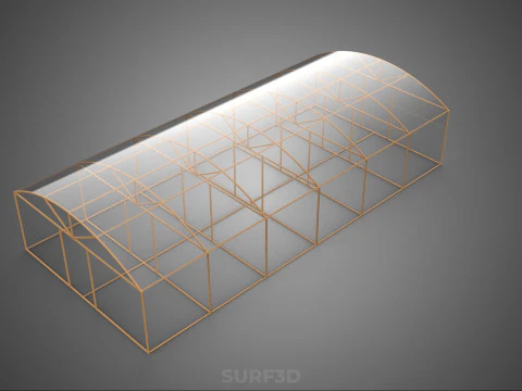 ARCHED POLYTUNNEL GREENHOUSE GLASSHOUSE WOOD FRAME PLANT FARMING 3D Model