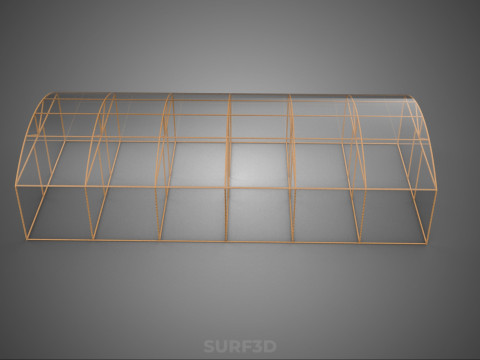ARCHED POLYTUNNEL GREENHOUSE GLASSHOUSE WOOD FRAME PLANT FARMING 3D Model